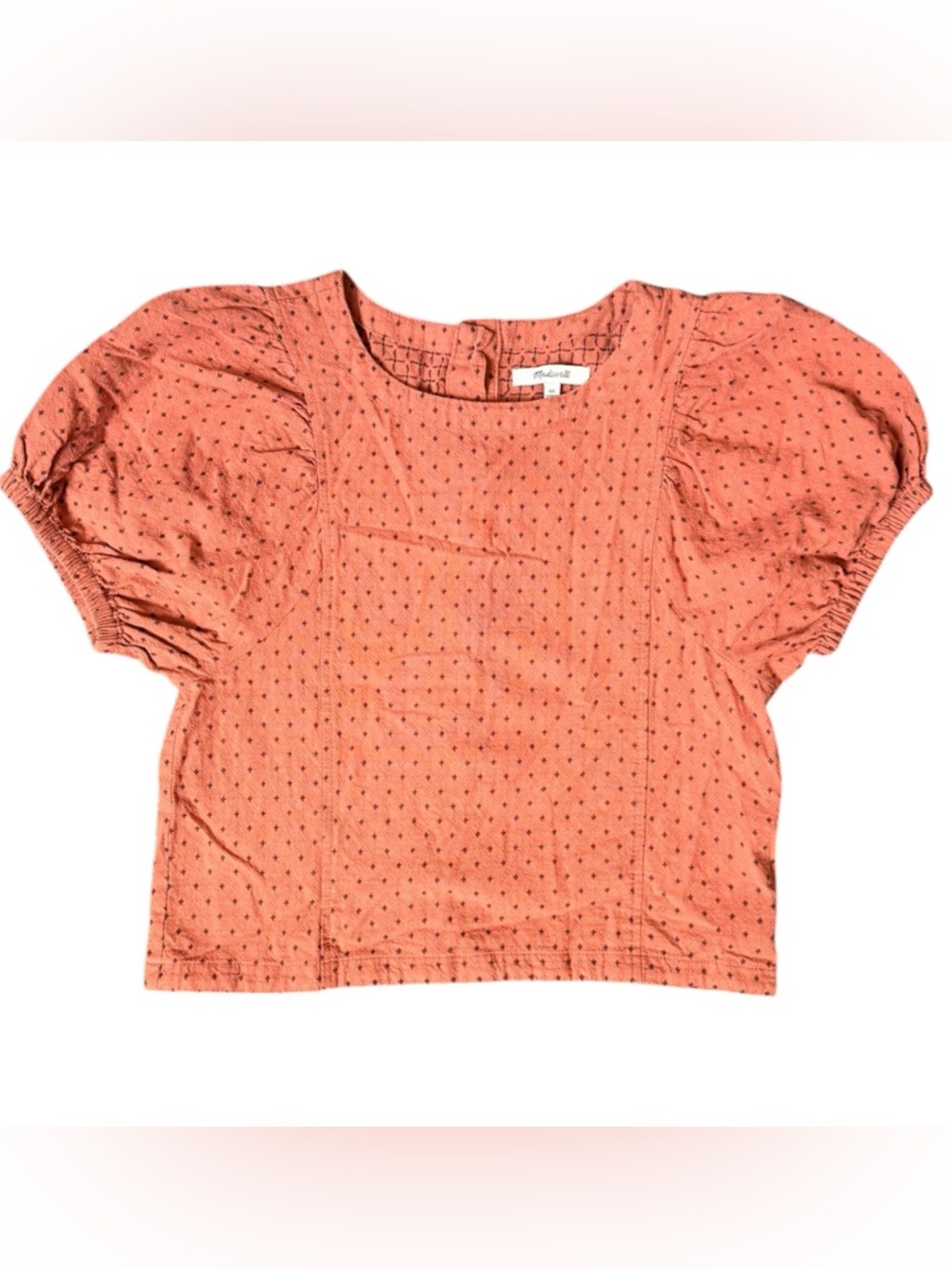 Madewell Rust Orange Puff-Sleeve Eyelet Top Women’s Size 00